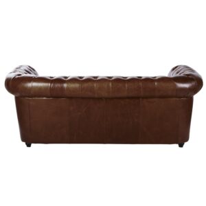 wohnli-moebel-suche-241950-1 Gestepptes 3-Sitzer Sofa aus braunem Leder 202x76x93cm Holz Braun Maisons du Monde Sofas und Sessel Sofas 2-Sitzer-Sofas & 3-Sitzer-Sofas