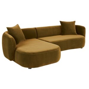 4/5-Sitzer-Ecksofa mit Ecke auf der linken Seite und bronzefarbenem Samtbezug 300x82x163cm Polyester Braun Maisons du Monde Sofas und Sessel Sofas Ecksofas