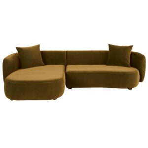 Wohnli Möbelsuche - 4/5-Sitzer-Ecksofa mit Ecke auf der linken Seite und bronzefarbenem Samtbezug