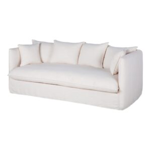 3/4-Sitzer-Sofa mit Bezug aus weißem Stoff mit Leineneffekt 203x79x98cm Polyester Weiß Maisons du Monde Sofas und Sessel Sofas 2-Sitzer-Sofas & 3-Sitzer-Sofas