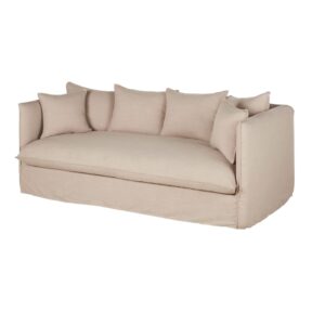 3/4-Sitzer-Sofa mit Bezug aus beigefarbenem Stoff mit Leineneffekt 203x79x98cm Polyester Beige Maisons du Monde Sofas und Sessel Sofas 2-Sitzer-Sofas & 3-Sitzer-Sofas