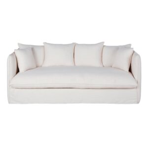 Wohnli Möbelsuche - Ausziehbares 3/4-Sitzer-Sofa mit weißem Bezug mit Leineneffekt