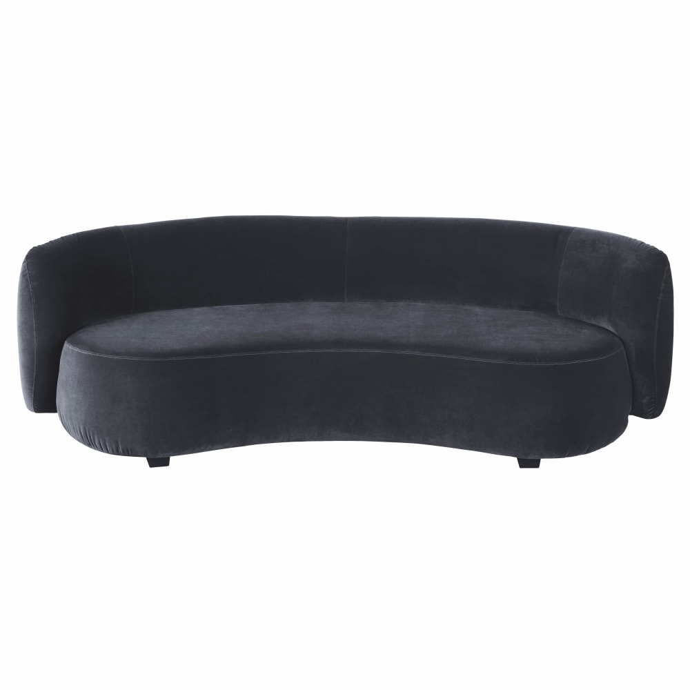 Wohnli Möbelsuche - 3/4-Sitzer-Sofa mit anthrazitgrauem Samtbezug