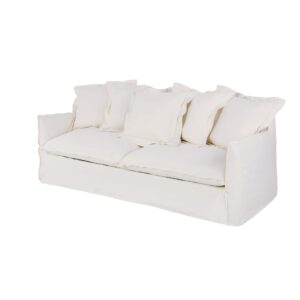 3/4-Sitzer-Sofa mit Bezug aus weißem Leineneffekt 207x86x90cm Polyester Weiß Maisons du Monde Sofas und Sessel Sofas 2-Sitzer-Sofas & 3-Sitzer-Sofas