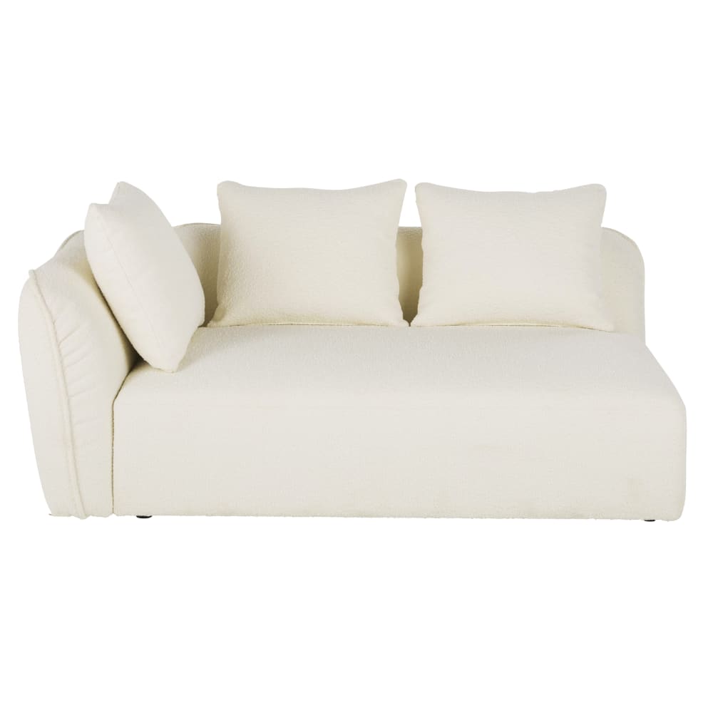 Wohnli Möbelsuche - Linke Armlehne für modulares Sofa mit Bezug aus ecrufarbenem Bouclé-Stoff