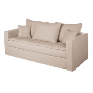 3/4-Sitzer-Sofa mit Bezug aus beigefarbenem Leineneffekt 200x85x95cm Polyester Beige Maisons du Monde Sofas und Sessel Sofas 2-Sitzer-Sofas & 3-Sitzer-Sofas