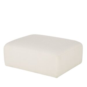 Sitzpouf für modulares Sofa mit Bezug aus ecrufarbenem Bouclé-Stoff 92x43x75cm Polyester Weiß Maisons du Monde Sofas und Sessel Sofas Modulare Sofas