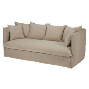 3/4-Sitzer-Sofa mit Bezug aus beigem gewaschenem Leinen 203x84x98cm Leinen Beige Maisons du Monde Sofas und Sessel Sofas 2-Sitzer-Sofas & 3-Sitzer-Sofas