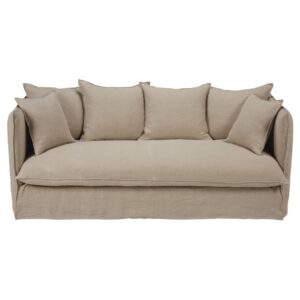 Wohnli Möbelsuche - 3/4-Sitzer-Sofa mit Bezug aus beigem gewaschenem Leinen
