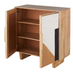 Kommode aus Mangoholz und Baumwolle 90x100x40cm Holz Weiß Maisons du Monde Möbel Schlafzimmermöbel Kommoden