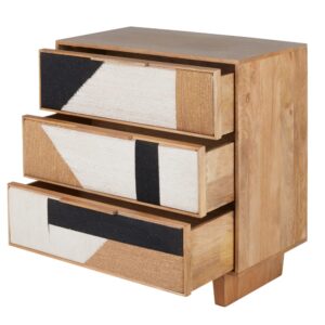 Kommode mit 3 Schubladen aus Mangoholz und Baumwolle 85x91x45cm Holz Weiß Maisons du Monde Möbel Schlafzimmermöbel Kommoden