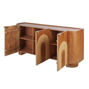 Sideboard aus massivem Mangoholz und Rattan 180 cm 180x84x45.5cm Rattan Gold Maisons du Monde Möbel Esszimmermöbel Sideboards, Highboards & niedrige Anrichten