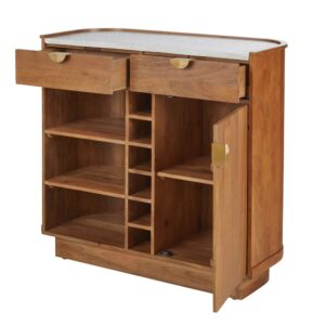 Bar aus Mangoholz mit Rattan-Akzenten 102x101x41.5cm Rattan Braun Maisons du Monde Möbel Esszimmermöbel Barmöbel
