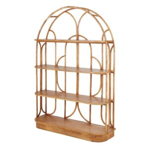 Regal aus massivem Mangoholz mit Dekorelementen aus Rattan 128x186x36cm Rattan Braun Maisons du Monde Möbel Wohnzimmermöbel Regale