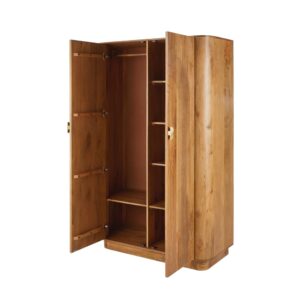 Kleiderschrank aus massivem Mangoholz mit 2 Türen 120x203x55cm Holz Braun Maisons du Monde Möbel Schlafzimmermöbel Schränke