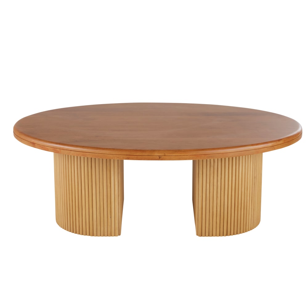 Wohnli Möbelsuche - Couchtisch aus massivem Mangoholz mit Rattandekor