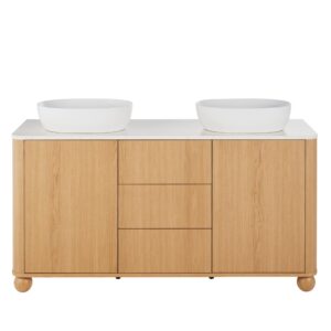 Waschbeckenunterschrank mit Doppelwaschbecken 150x93x63.6cm Holz Beige Maisons du Monde Möbel Badezimmermöbel Waschtische