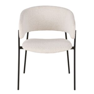 Esszimmerstuhl aus Bouclé-Stoff und Stahl 57x74x58.5cm Stahl Weiß Maisons du Monde Möbel Esszimmermöbel Stühle