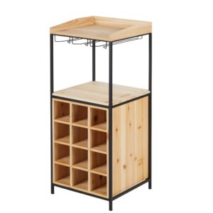 Flaschenregal aus Tannenholz und Metall 33x80.5x33cm Holz Braun Maisons du Monde Möbel Esszimmermöbel Barmöbel