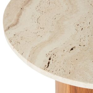 Beistelltisch aus Akazienholz mit Marmorplatte 50x38x50cm Marmor Weiß Maisons du Monde Möbel Wohnzimmermöbel Beistelltische