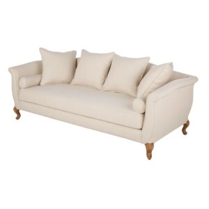 3-Sitzer-Sofa in beige 220x89x94cm Polyester Beige Maisons du Monde Sofas und Sessel Sofas 2-Sitzer-Sofas & 3-Sitzer-Sofas