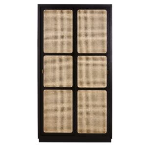 wohnli-moebel-suche-245752 Wohnli Möbelsuche - Schwarzer 2-türiger Schiebetürenschrank mit Rattanbespannung
