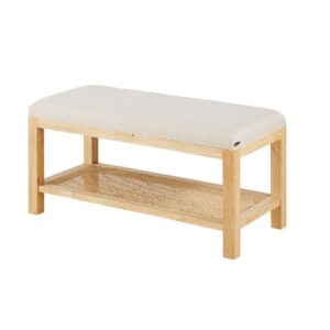 90x46.5x40cm Polyester Weiß Maisons du Monde Möbel Esszimmermöbel Sitzbank und Holzbank