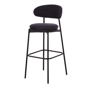 2er Set Barhocker mit Bouclé-Bezug schwarz 46.5x103x49.5cm Metall Schwarz Maisons du Monde Möbel Esszimmermöbel Barhocker