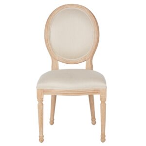 Stuhl aus Eschenholz mit Leinenbezug 50.5x95x55.5cm Leinen Beige Maisons du Monde Möbel Esszimmermöbel Stühle