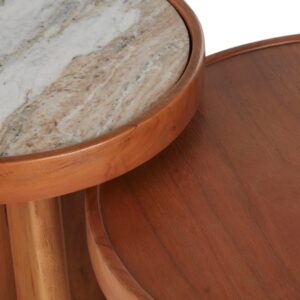 2er Set Beistelltische aus Akazienholz mit Marmorplatte 45x45.5x45cm Marmor Weiß Maisons du Monde Möbel Wohnzimmermöbel Couchtische