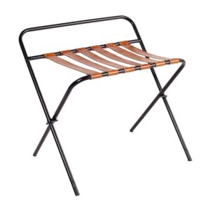 wohnli-moebel-suche-246438-1 Klappbare Gepäckablage aus braunem Ziegenleder und schwarzem Metall 65x60x55cm Metall Braun Maisons du Monde Möbel Flurmöbel Dielenbänke