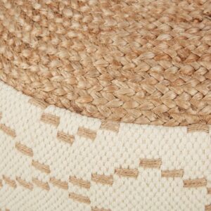 Sitzpouf mit Geflecht und geometrischen Formen in Beige und Braun 50x30x50cm Jute Braun Maisons du Monde Sofas und Sessel Sessel, Poufs und Fußbänke Sitzsäcke