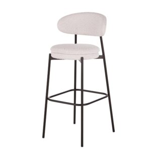 2er Set Barhocker für gewerbliche Nutzung mit schwarzem Stahl und sandfarbenem Bouclé-Stoffbezug 46.5x103x49.5cm Metall Beige Maisons du Monde Möbel Esszimmermöbel Barhocker