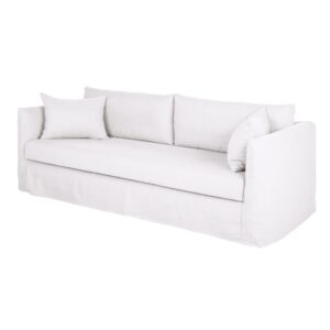 3-Sitzer-Sofa in weißem Leinen 226x87x95cm Leinen Weiß Maisons du Monde Sofas und Sessel Sofas 2-Sitzer-Sofas & 3-Sitzer-Sofas