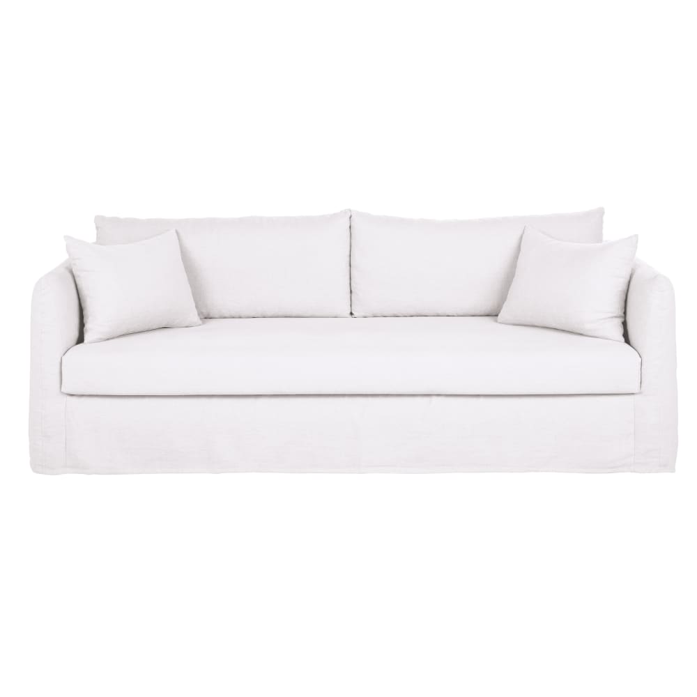 Wohnli Möbelsuche - 3-Sitzer-Sofa in weißem Leinen