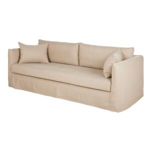 3-Sitzer-Sofa aus beigem Leinen 226x87x95cm Leinen Beige Maisons du Monde Sofas und Sessel Sofas 2-Sitzer-Sofas & 3-Sitzer-Sofas