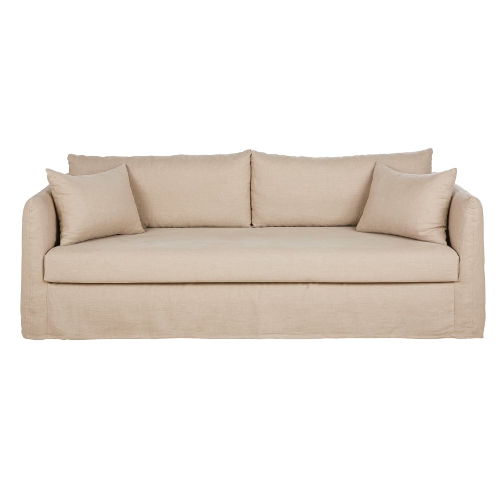 Wohnli Möbelsuche - 3-Sitzer-Sofa aus beigem Leinen