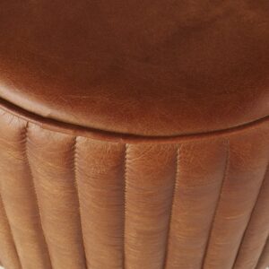 Barhocker aus schwarzem Stahl mit abgestepptem braunem Büffellederbezug H78 36x78x36cm Stahl Braun Maisons du Monde Möbel Esszimmermöbel Barhocker