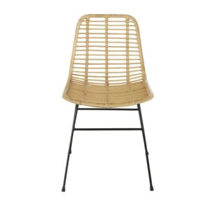Stuhl aus Rattan und schwarzem Stahl 46.5x82x57.5cm Metall Beige Maisons du Monde Möbel Esszimmermöbel Stühle