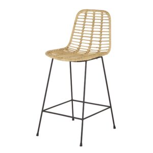 2er Set Barhocker aus Rattan und Stahl 45x100.5x56cm Stahl Beige Maisons du Monde Möbel Esszimmermöbel Barhocker