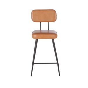wohnli-moebel-suche-248366-1 Stuhl für Kücheninsel aus braunem Leder und schwarzem Stahl H66 46.5x99x53cm Stahl Braun Maisons du Monde Möbel Esszimmermöbel Barhocker