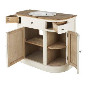 Waschtisch mit 2 Schubladen und 3 Türen in elfenbeinfarben 110x90x55cm Holz Weiß Maisons du Monde Möbel Badezimmermöbel Waschtische