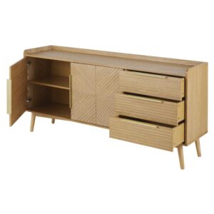 Anrichte im Vintage-Stil mit 2 Türen und 3 Schubladen 160.6x80x40cm Holz Beige Maisons du Monde Möbel Esszimmermöbel Sideboards, Highboards & niedrige Anrichten