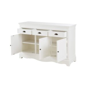wohnli-moebel-suche-249003-1 Sideboard mit 3 Türen und 3 weißen Schubladen, 131 cm 131x88x43cm Massivholz Weiß Maisons du Monde Möbel Esszimmermöbel Sideboards, Highboards & niedrige Anrichten