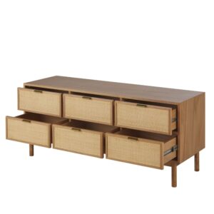 Kommode mit 6 Schubladen 140x61x45cm Rattan Braun Maisons du Monde Möbel Schlafzimmermöbel Kommoden