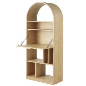 wohnli-moebel-suche-249329-1 Regal mit ausklappbarem Schreibtisch 70x165x35cm Spanplatte Beige Maisons du Monde Möbel Büromöbel Schreibtische