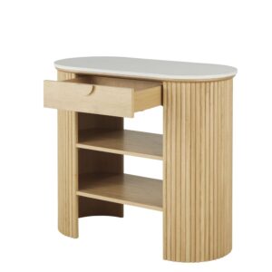 wohnli-moebel-suche-249331-1 Unterschrank für die Küche mit 1 Schublade und weißem Terrazzo 95x92x46cm Mitteldichte Faserplatte Beige Maisons du Monde Möbel Küchenmöbel Kücheninseln & Servierwägen