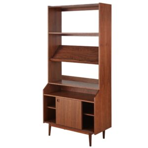 Regal mit 2 Schiebetüren und 1 verstellbarem Regalboden 90.6x195x43.5cm Holz Braun Maisons du Monde Möbel Wohnzimmermöbel Regale