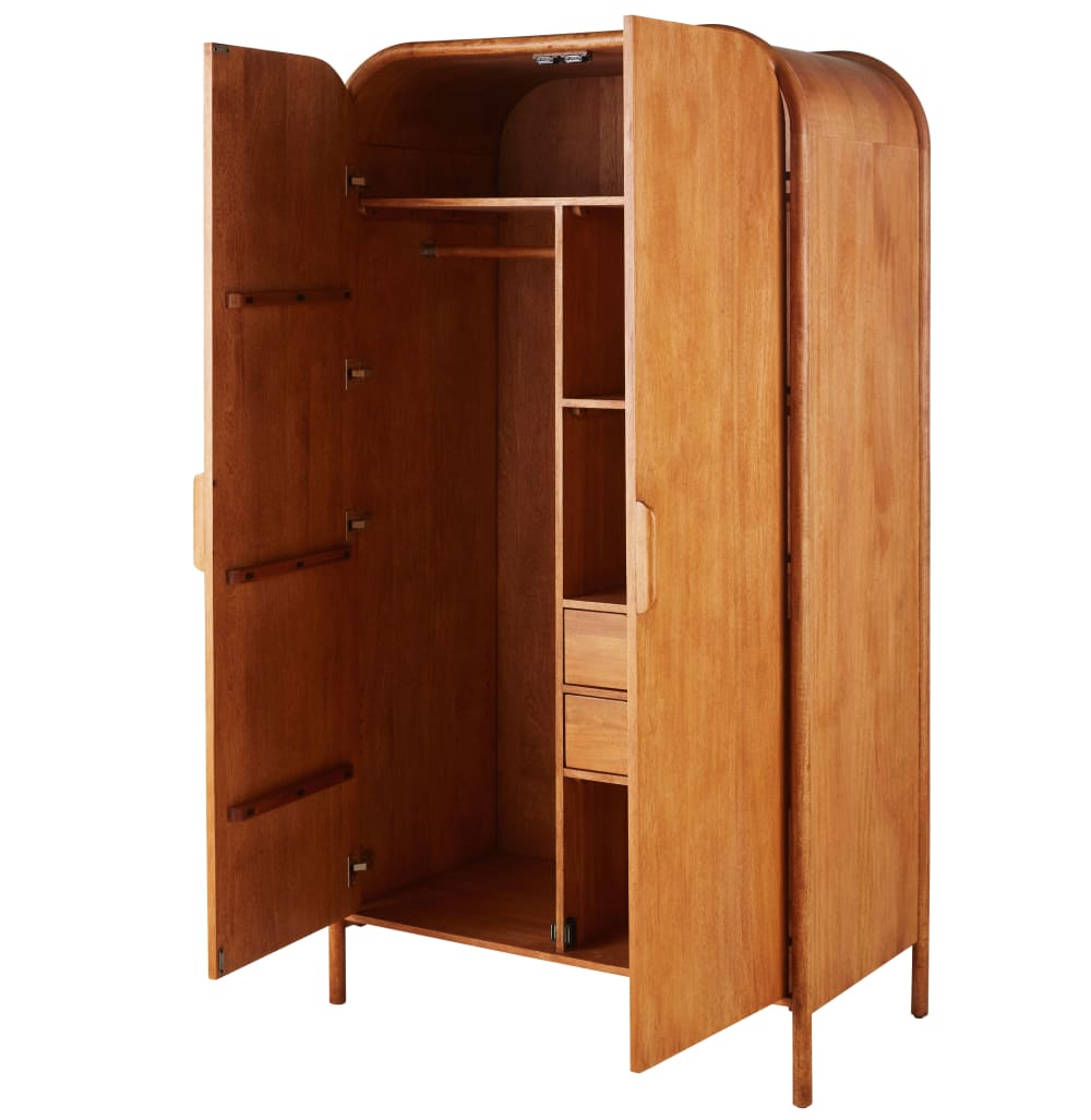 Schrank aus massivem Mangoholz 104x194.3x59cm Holz Braun Maisons du Monde Möbel Schlafzimmermöbel Schränke