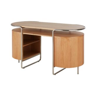 wohnli-moebel-suche-249509-1 Schreibtisch mit Doppelplatte 139.5x76.4x59.5cm Mitteldichte Faserplatte Braun Maisons du Monde Möbel Büromöbel Schreibtische